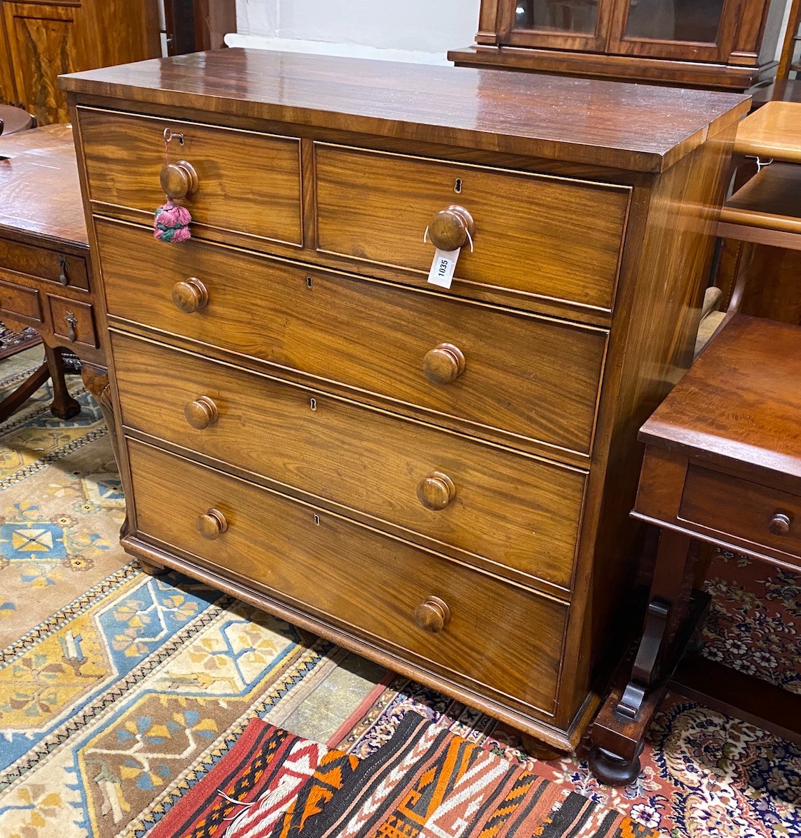 A Victorian mahogany chest of drawers, width 109cm, depth 50cm, height 112cm